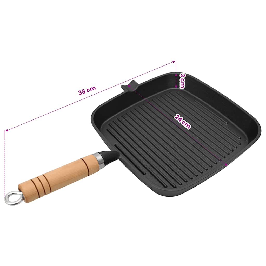 Grillpfanne Mit Holzgriff Gusseisen 20 X 20 Cm