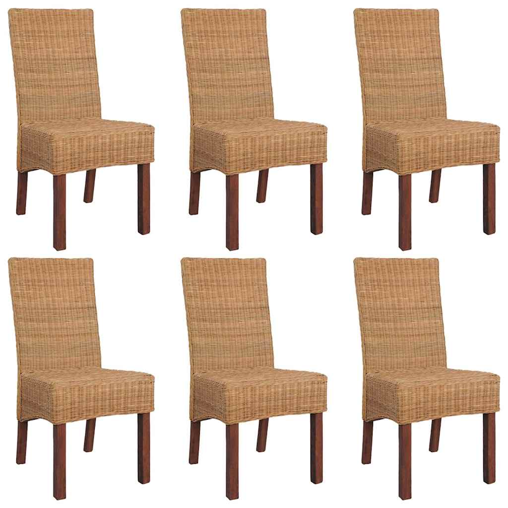 Esszimmerstühle 2 Stk. Braun Natürliches Rattan