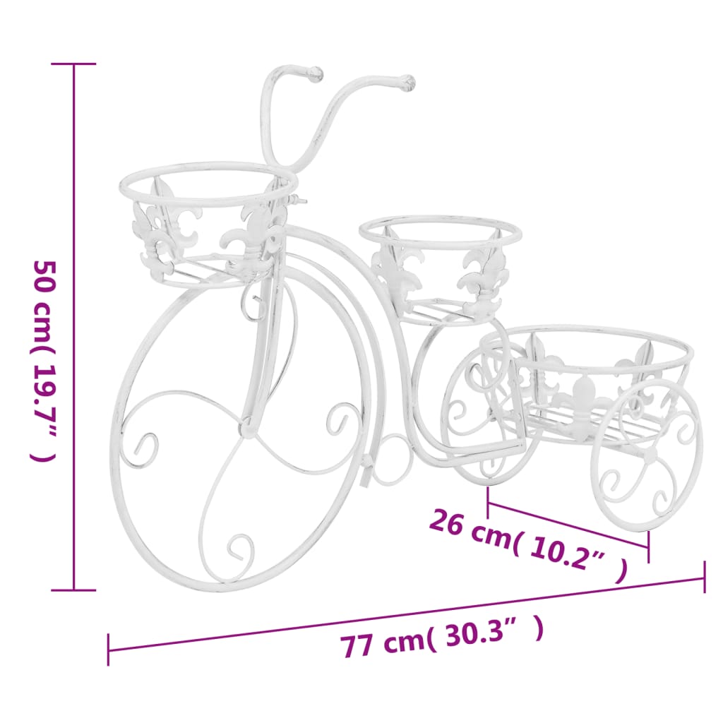Blumentreppe Fahrradform Vintage-Stil Metall Weiß