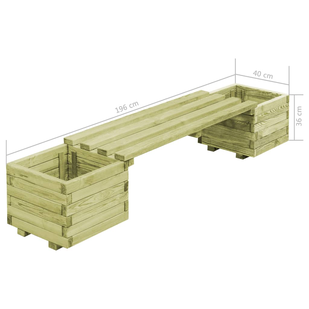 Gartenbank Mit Pflanzgefäßen Kiefernholz Imprägniert Weiß