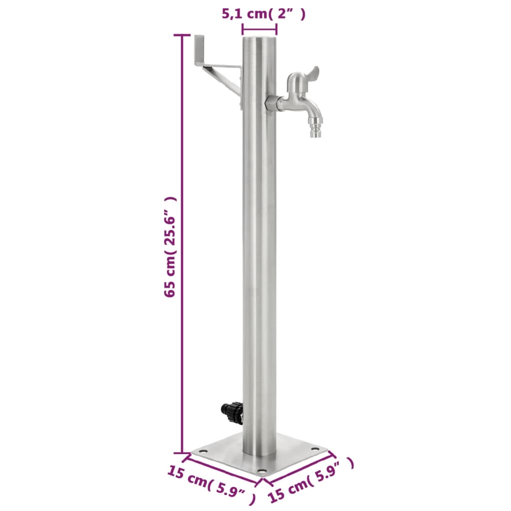 Garten-Wassersäule Edelstahl Rund 65 Cm Anthrazit Und Weiß