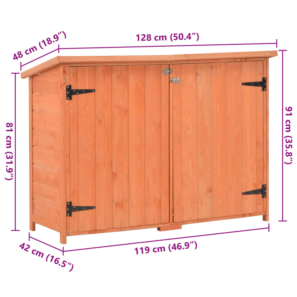 Garten-Geräteschuppen 128X42X91 Cm Holz Hochglanz-Weiß