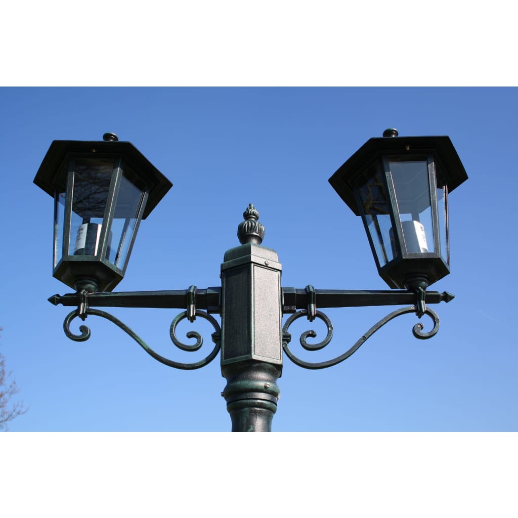 Gartenlaterne 2-Flammig 215 Cm Dunkelgrün/Schwarz Aluminium Weiß