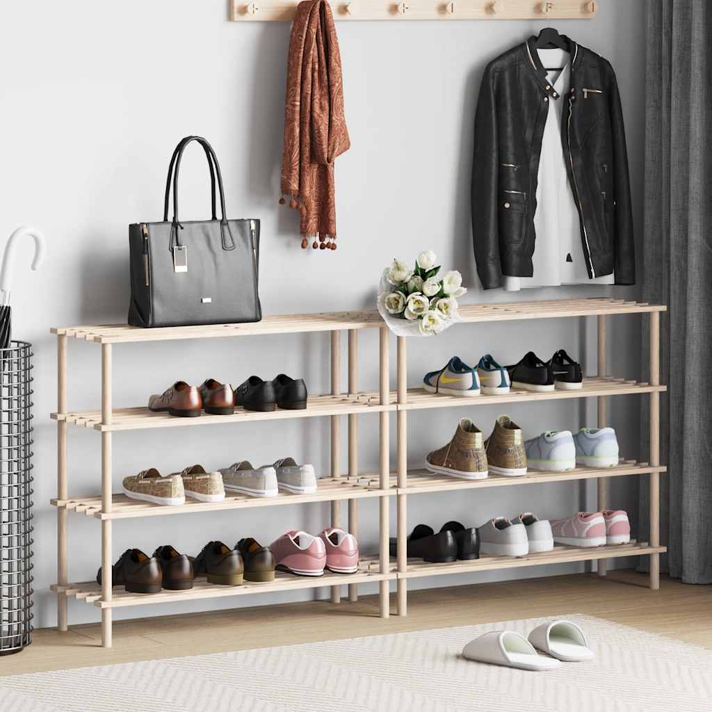 Schuhregale Mit 3 Böden 2 Stk. Massivholz Tanne