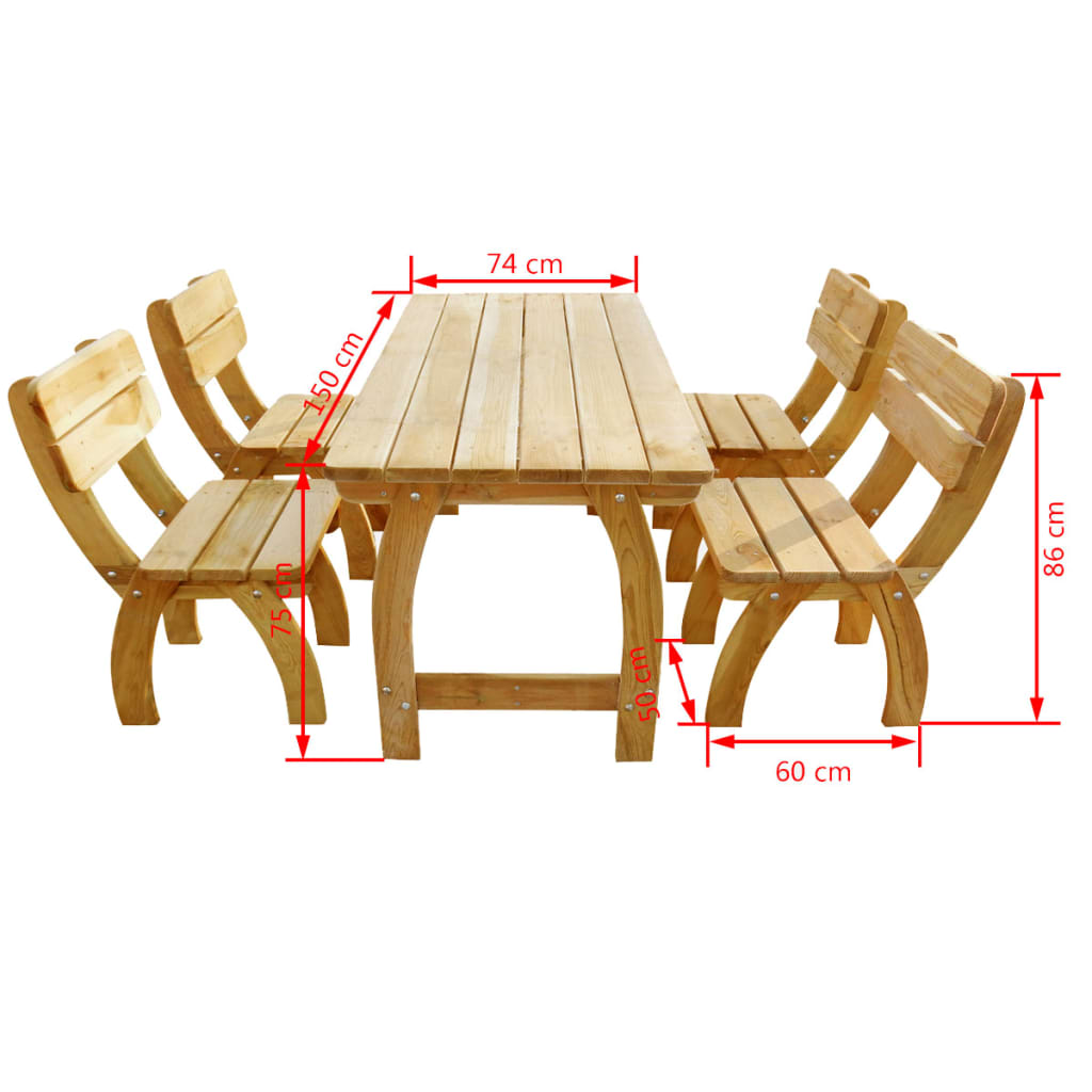 5-Tlg. Garten-Essgruppe Imprägniertes Kiefernholz