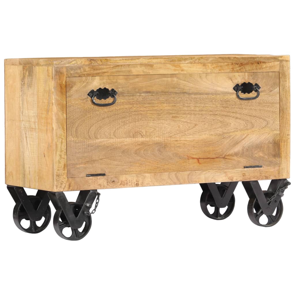 Schuhschrank 86 X 35 X 55 Cm Massivholz Mango Weiß