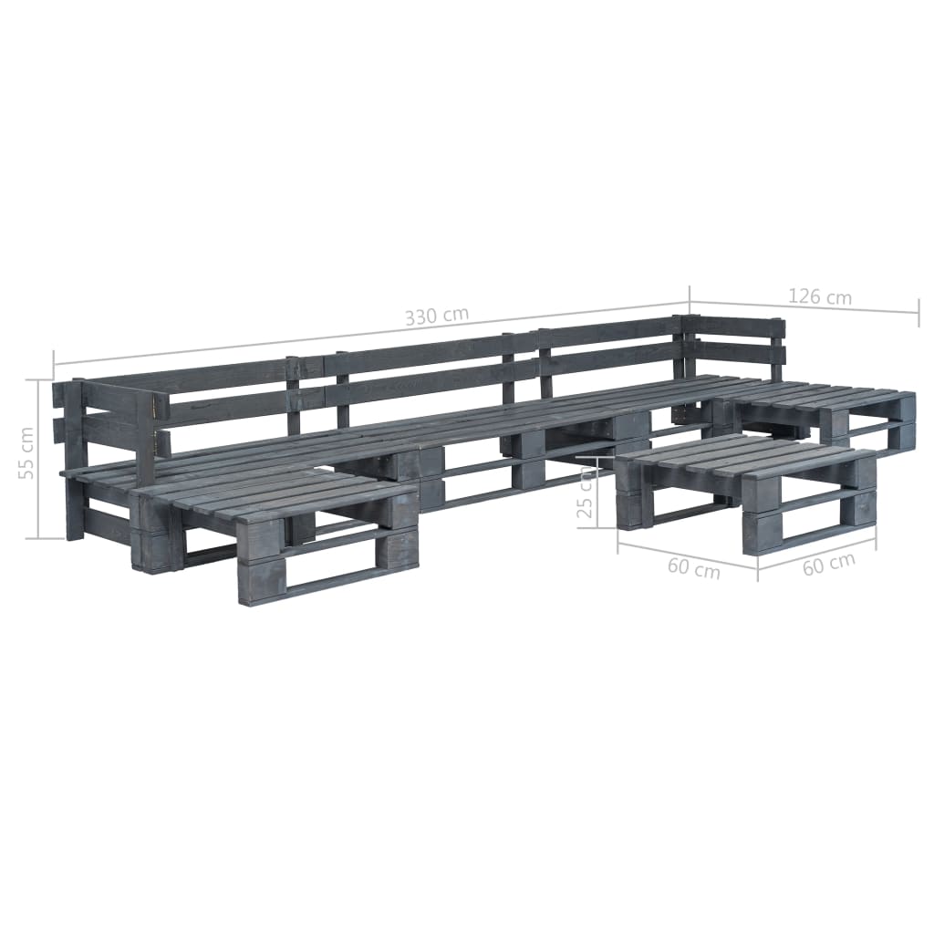 6-Tlg. Garten-Sofagarnitur Aus Paletten Holz