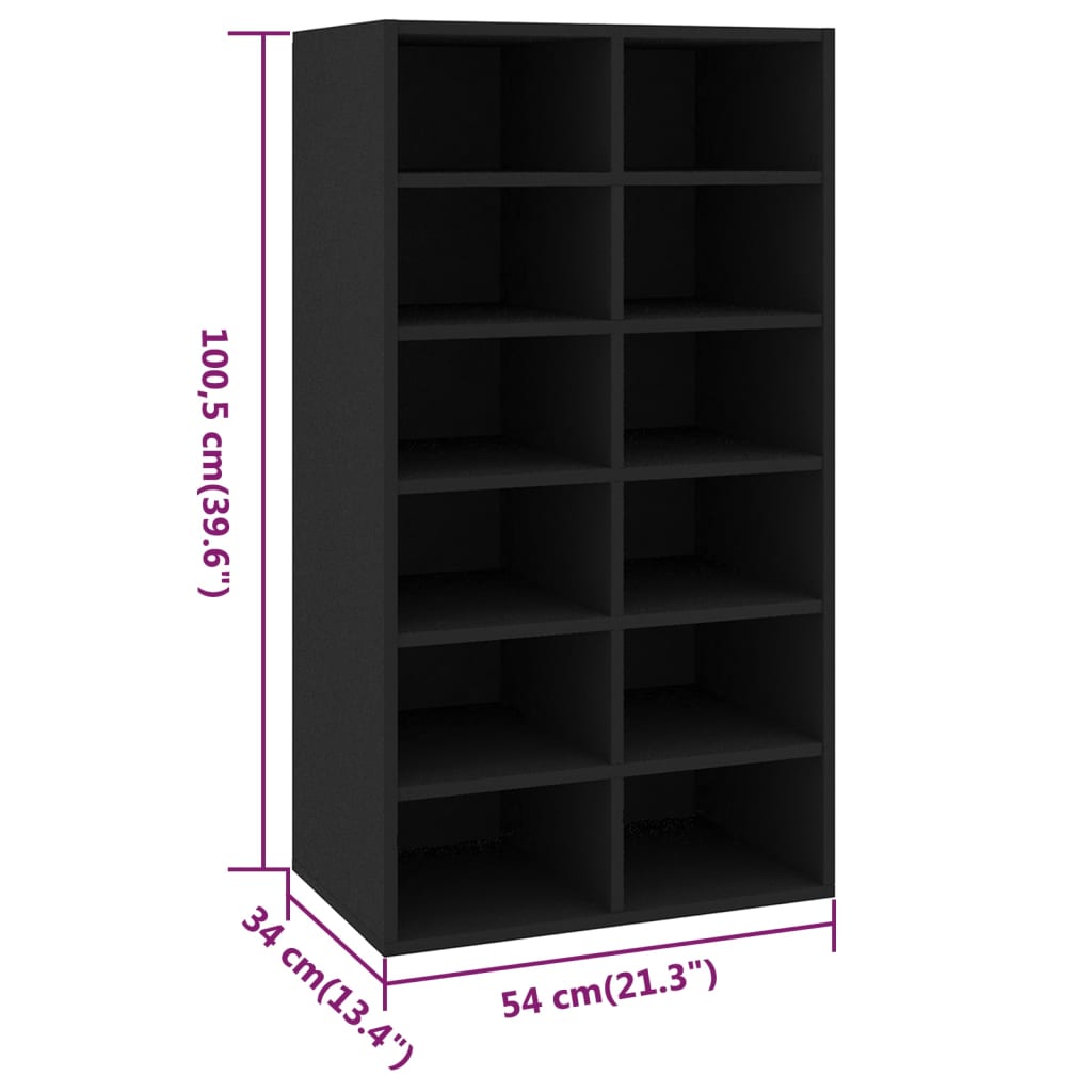 Schuhregal 54X34X100,5 Cm Holzwerkstoff Schwarz
