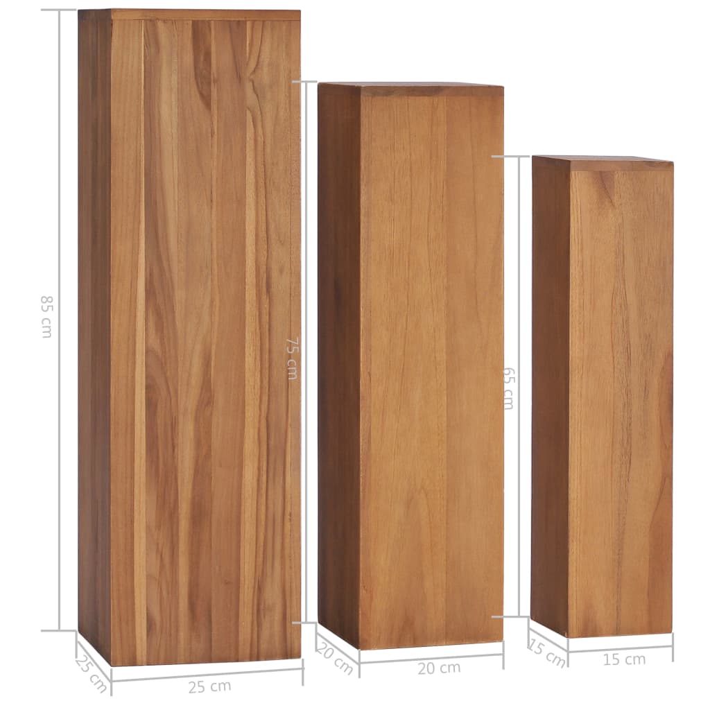 3-Tlg. Pflanzenständer-Set Massivholz Teak