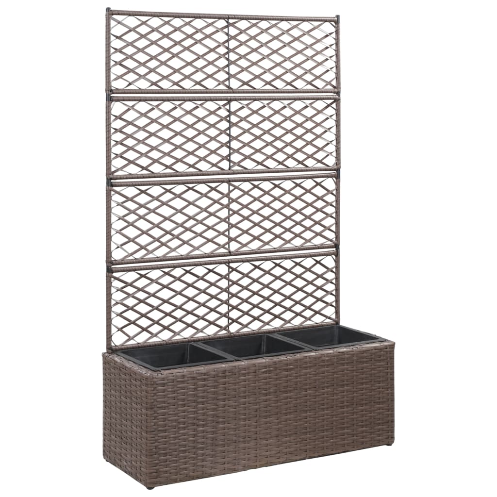 Hochbeet Mit Rankgitter 1 Topf Poly Rattan Braun