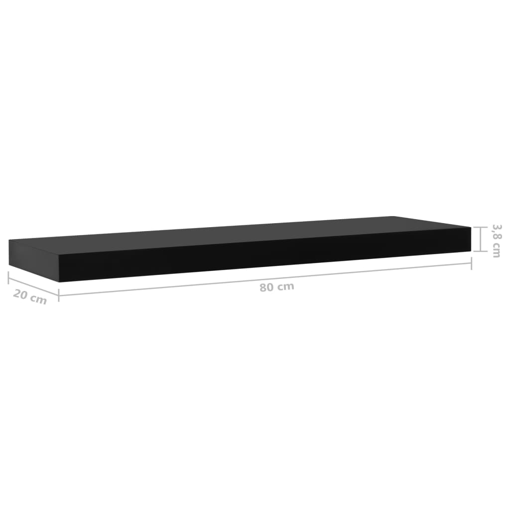 Schweberegale 2 Stk. Schwarz 80X20X3,8 Cm