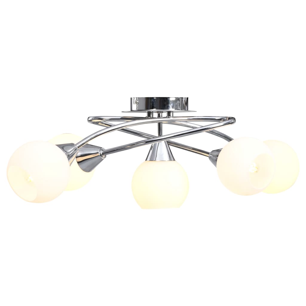 Deckenleuchte Mit Glasschirmen Für 5 E14 Glühlampen