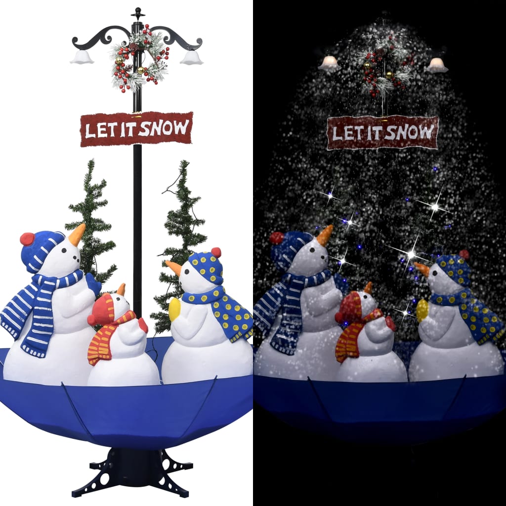 Weihnachtsbaum Mit Schnee Und Schirm-Fuß Blau 75 Cm Pvc Schwarz Und Rot