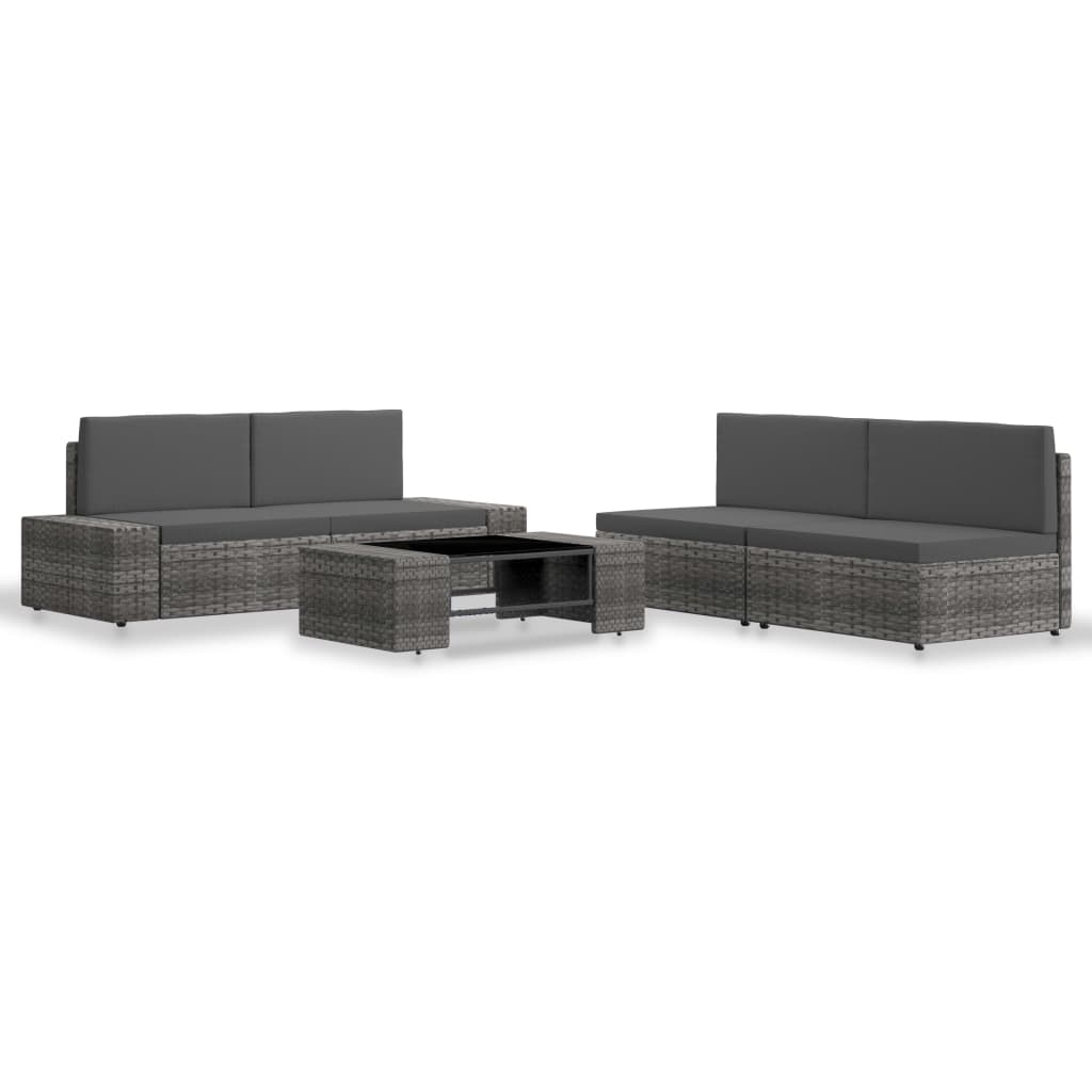 5-Tlg. Garten-Lounge-Set Poly Rattan