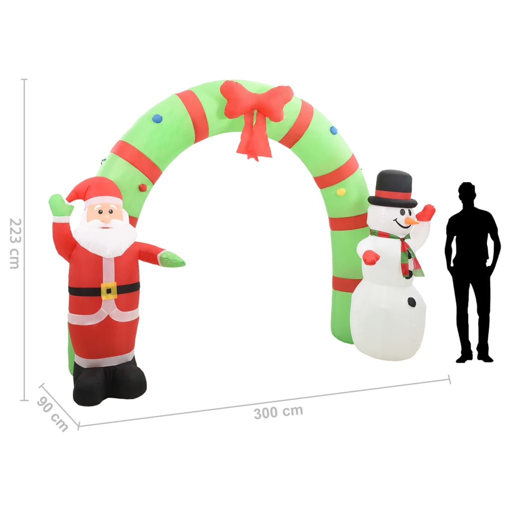 Aufblasbarer Weihnachtsmann Und Schneemann Deko Bogen Led 223Cm Kaltweiß