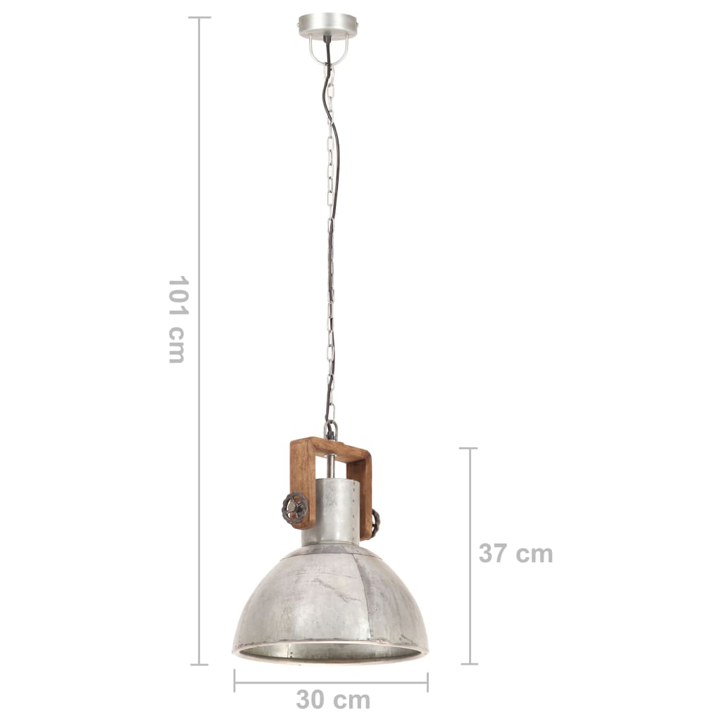 Hängelampe Industriestil 25 W N Rund 30 Cm E27 Silber