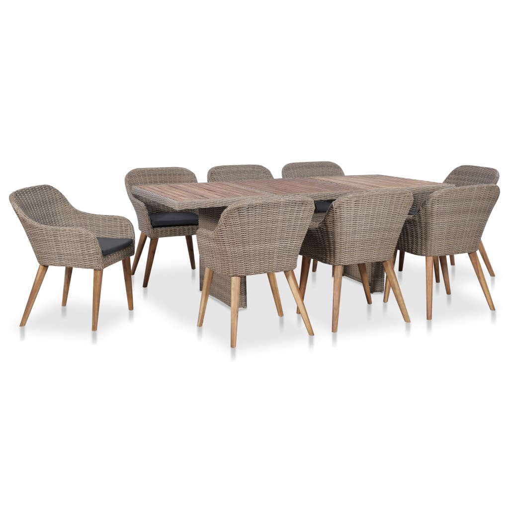 7-Tlg. Garten-Essgruppe Mit Auflagen Poly Rattan