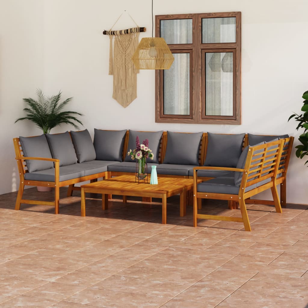 4-Tlg. Garten-Lounge-Set Mit Auflagen Massivholz Akazie