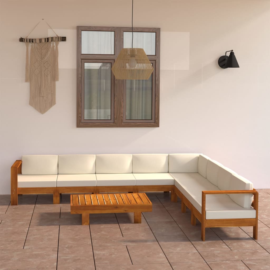 6-Tlg. Garten-Lounge-Set Mit En Auflagen Akazienholz