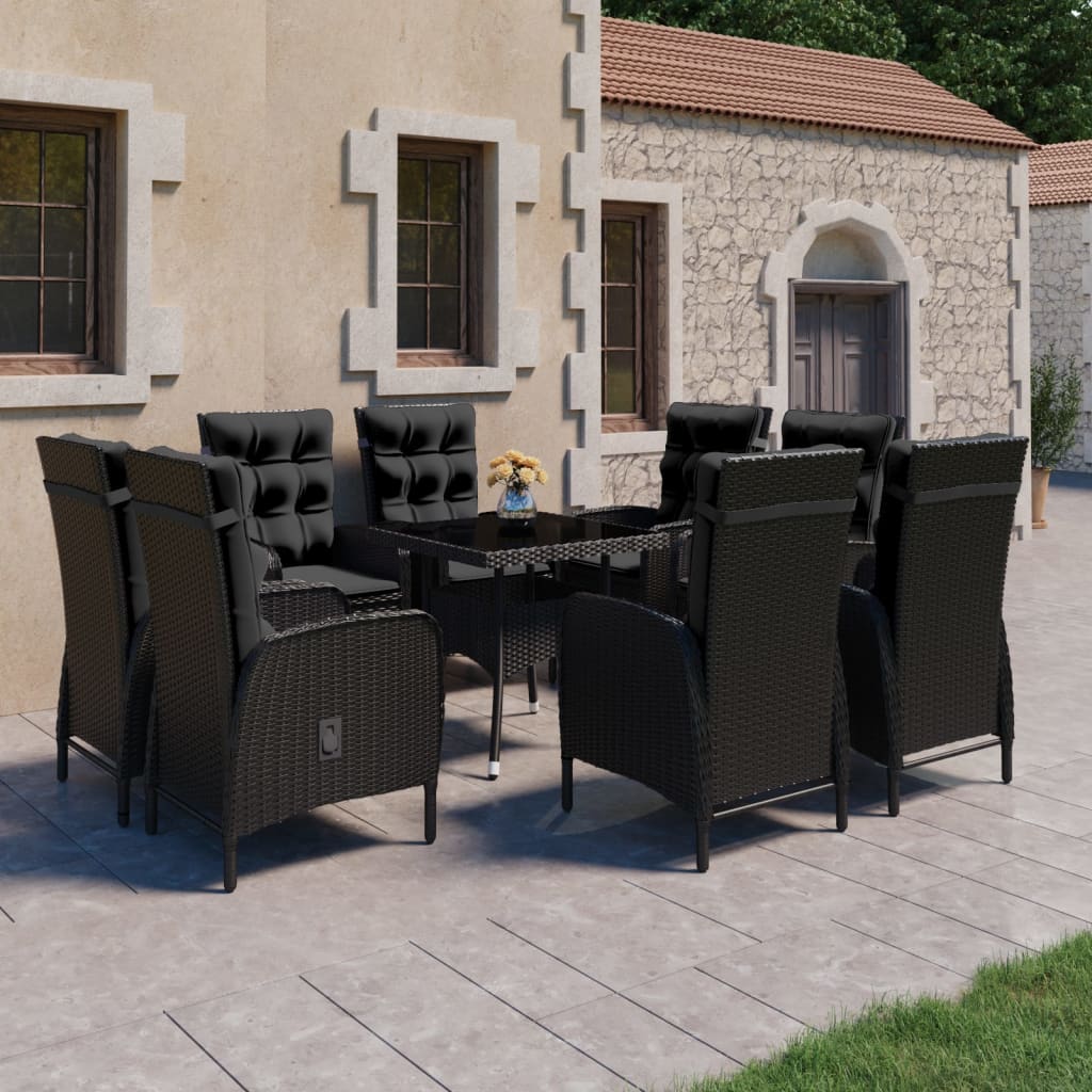 3-Tlg. Garten-Essgruppe Poly Rattan Und Glas