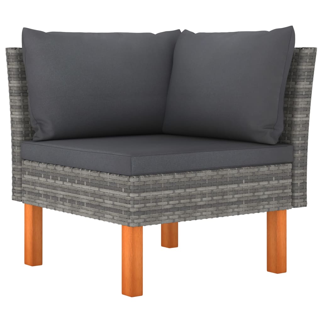 Ecksofas 2 Stk. Poly Rattan Und Eukalyptus Massivholz