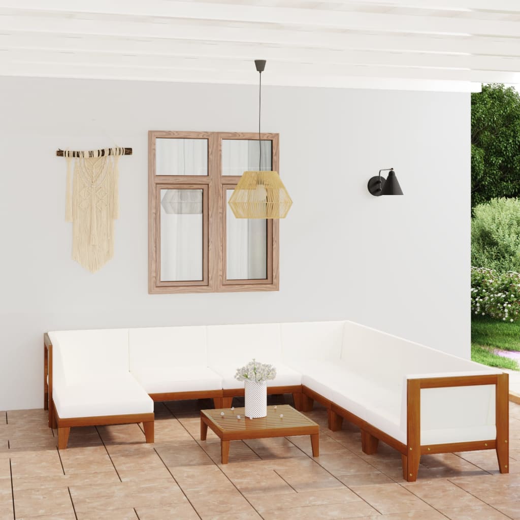 7-Tlg. Garten-Lounge-Set Mit Kissen Massivholz Akazie