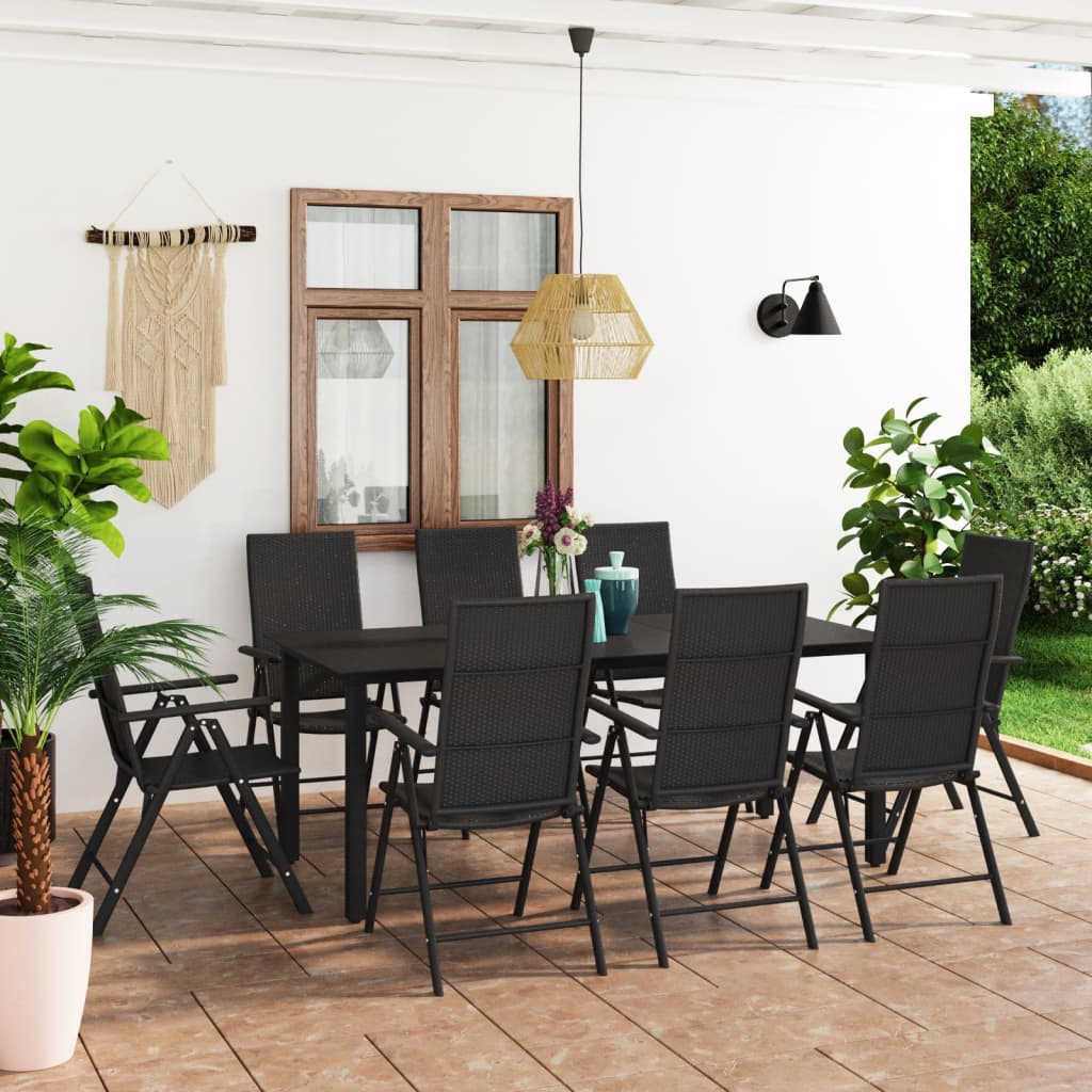 3-Tlg. Garten-Essgruppe Schwarz