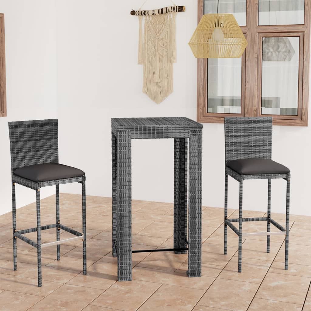 7-Tlg. Gartenbar-Set Mit Kissen Poly Rattan