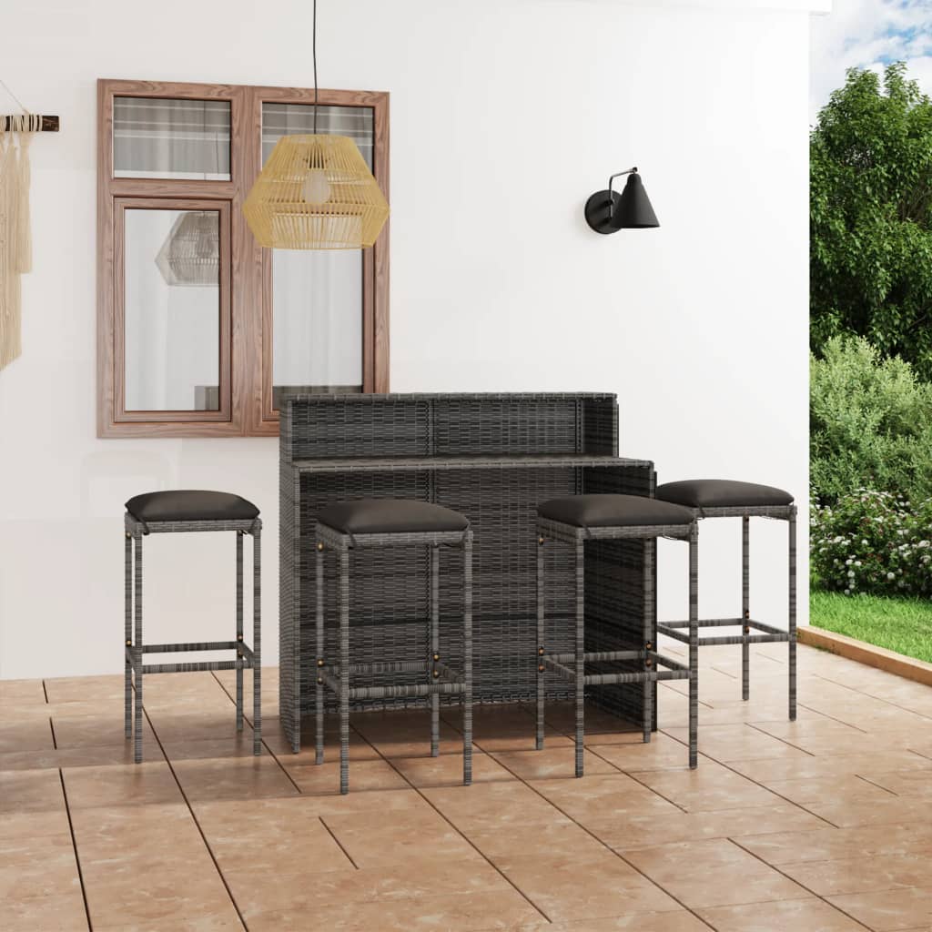 3-Tlg. Gartenbar-Set Mit Kissen
