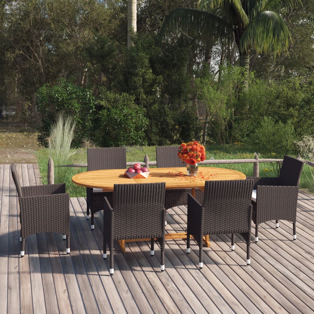 7-Tlg. Garten-Essgruppe Poly Rattan