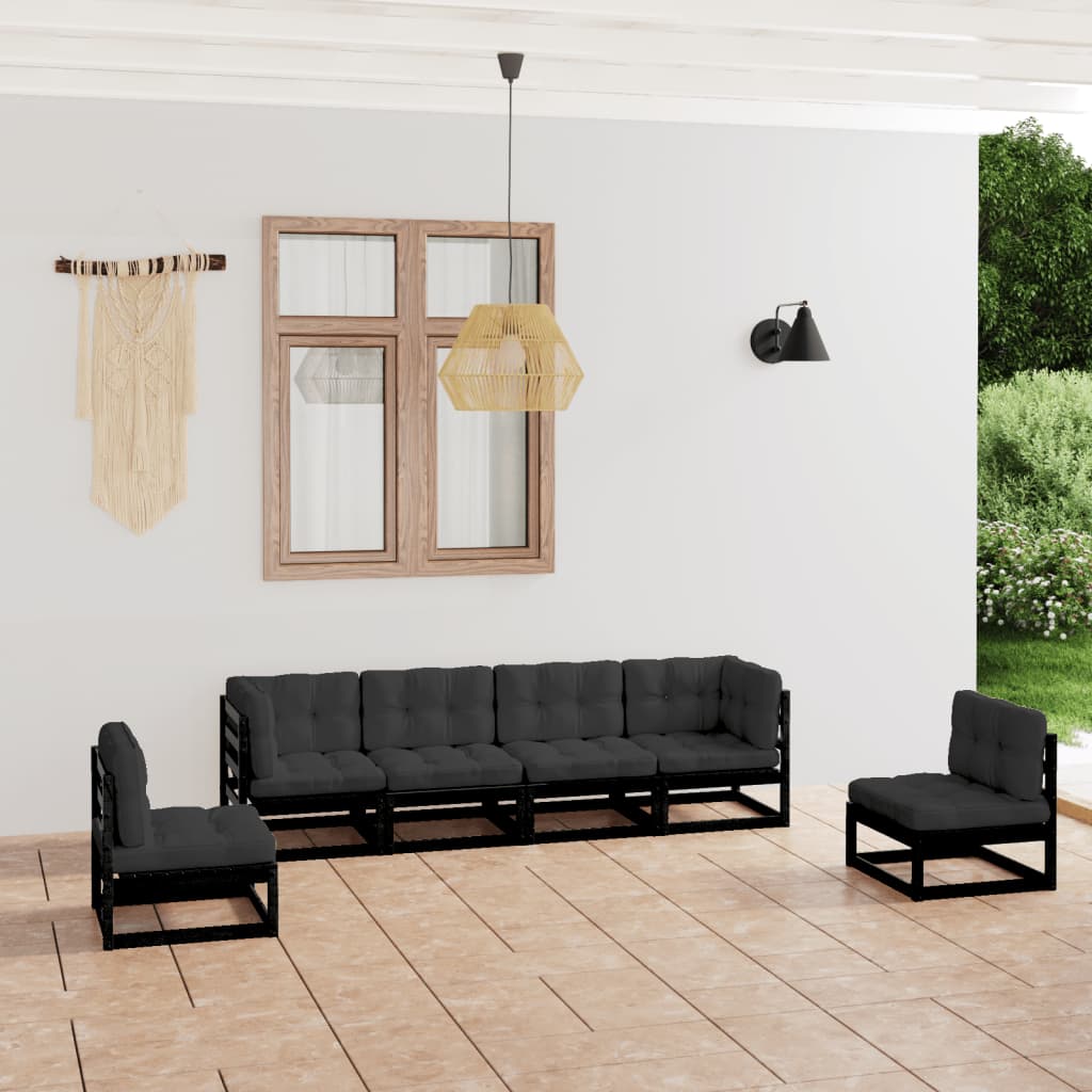 6-Tlg. Garten-Lounge-Set Massivholz Kiefer