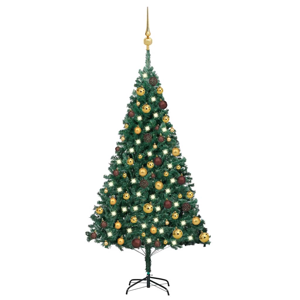 Künstlicher Weihnachtsbaum Mit Beleuchtung & Kugeln Grün