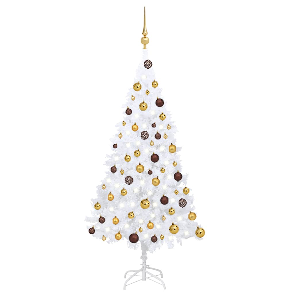 Künstlicher Weihnachtsbaum Mit Beleuchtung & Kugeln Weiß