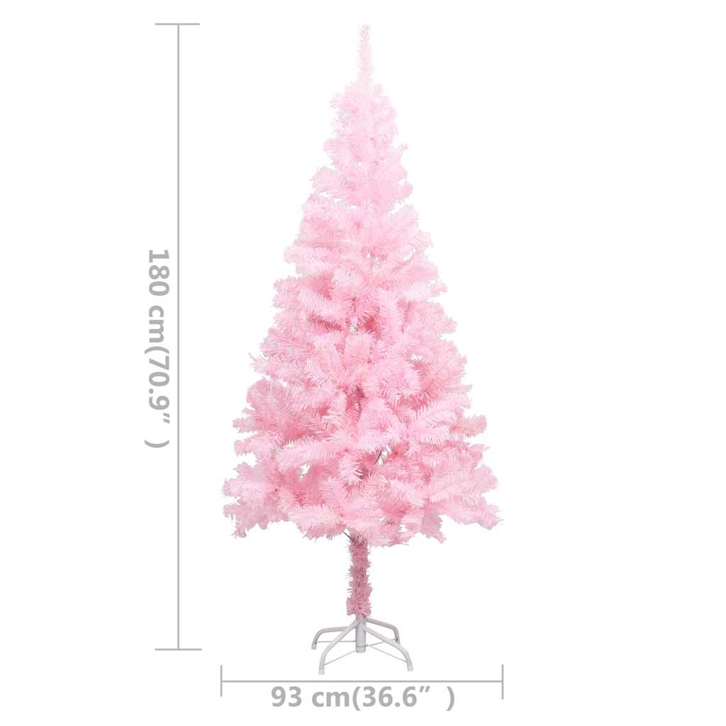 Künstlicher Weihnachtsbaum Mit Beleuchtung & Kugeln Rosa 180Cm Rosa Und Rosé