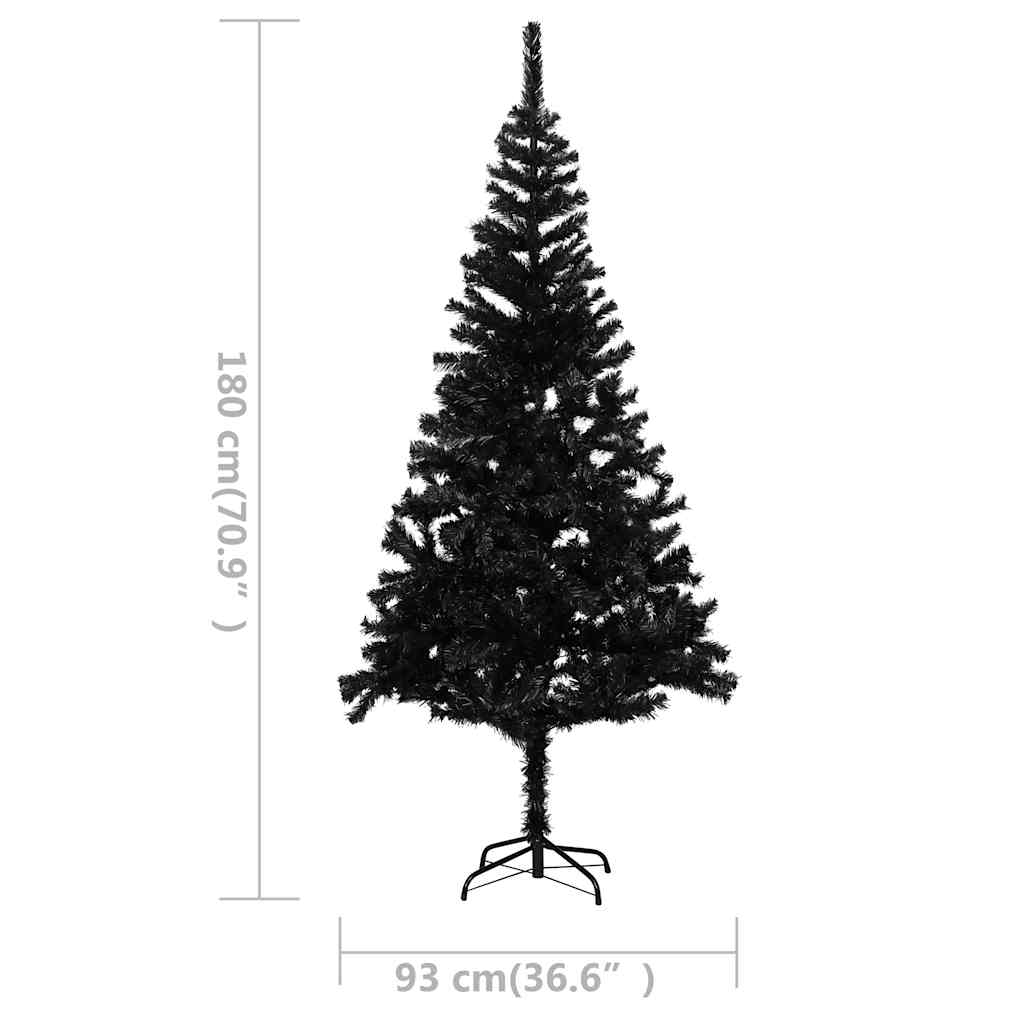 Künstlicher Weihnachtsbaum Beleuchtung & Kugeln Schwarz 180 Cm Schwarz Und Rosé