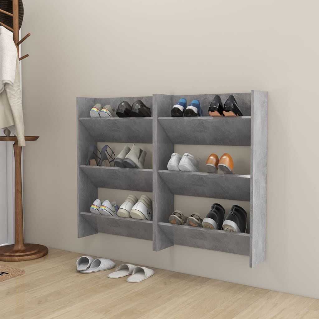 Wand-Schuhschrank Holzwerkstoff Betongrau