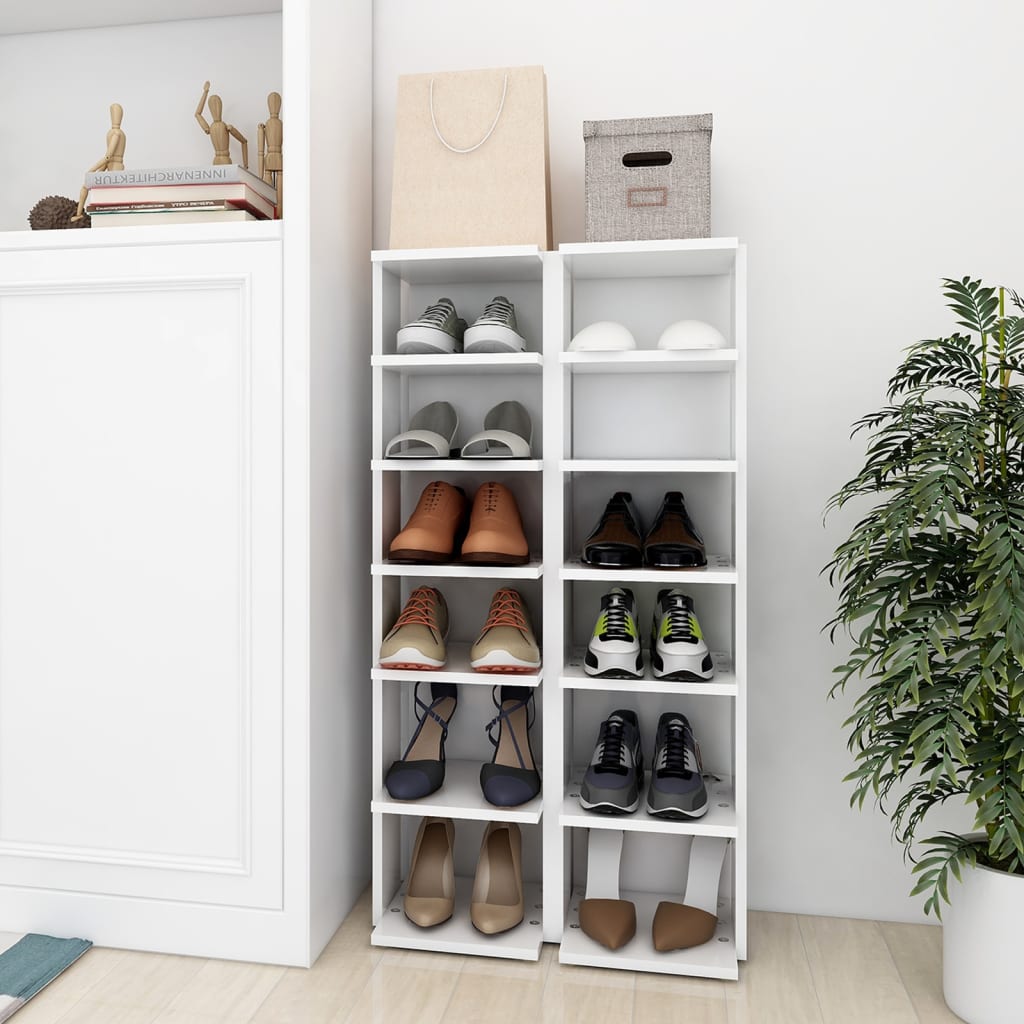 Schuhschrank 27,5X27X102 Cm Holzwerkstoff Weiß
