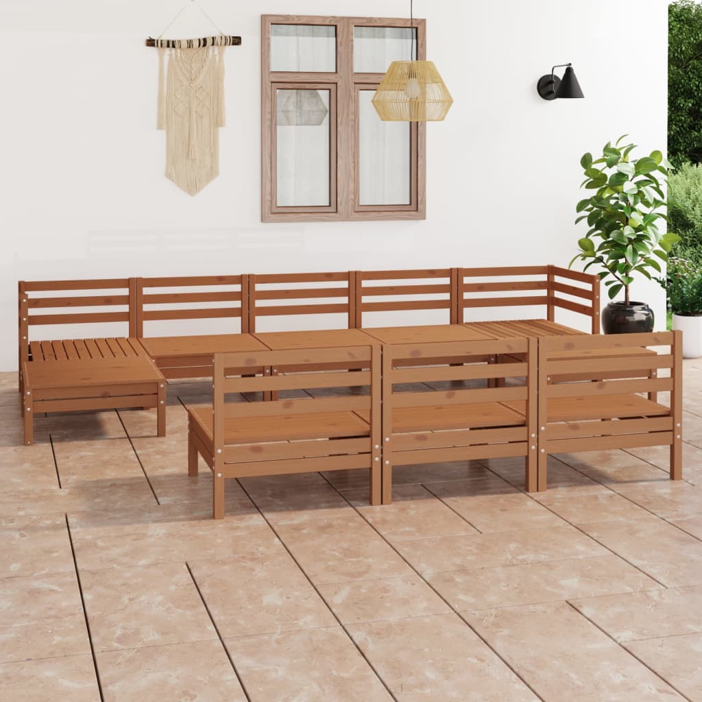 10-Tlg. Garten-Lounge-Set Massivholz Kiefer
