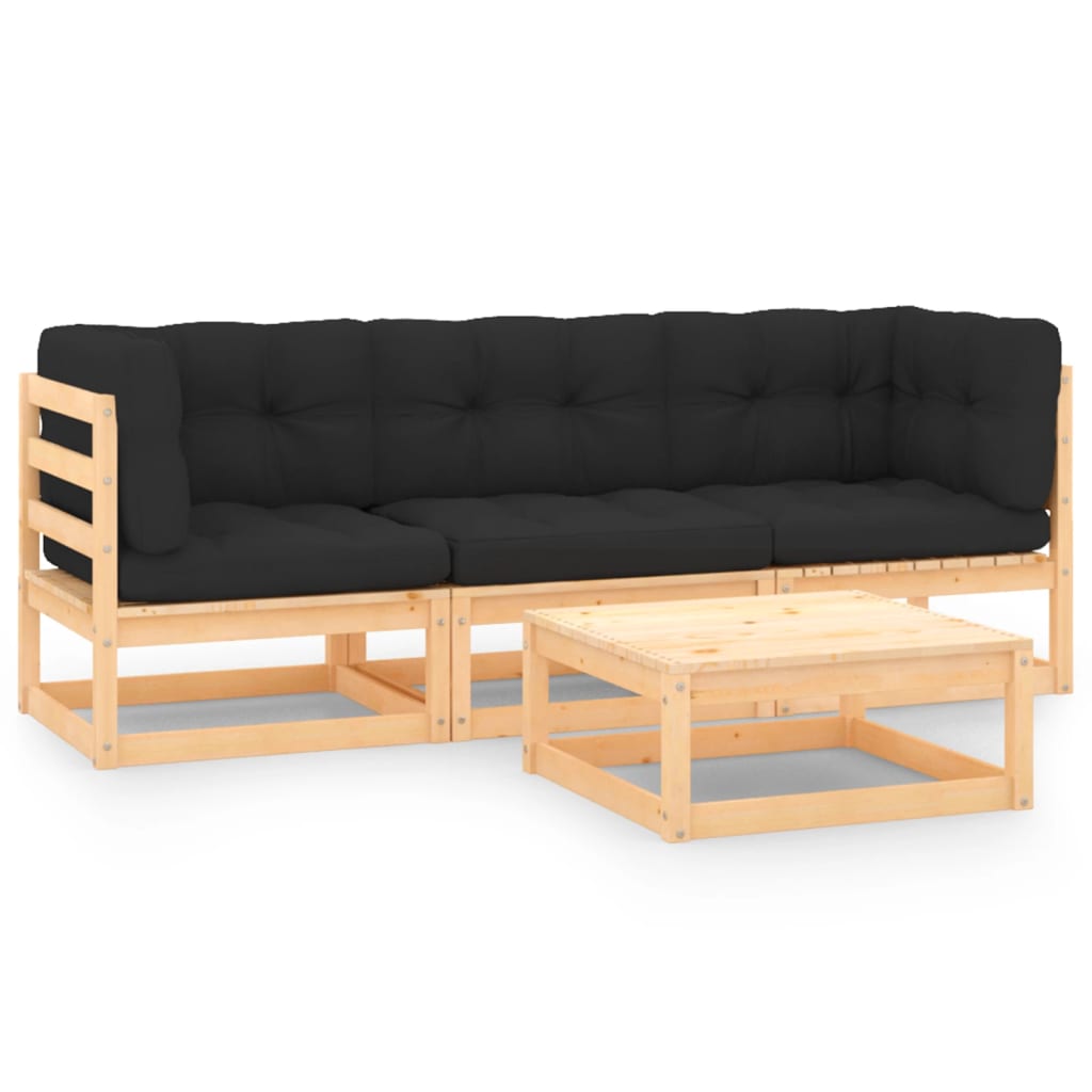 4-Tlg. Garten-Lounge-Set Massivholz Kiefer