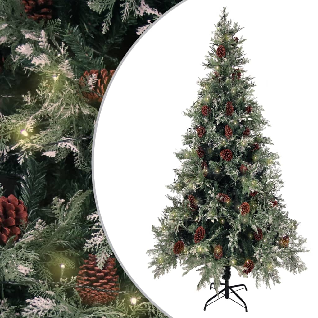 Weihnachtsbaum Mit Beleuchtung Und Kiefernzapfen 195 Cm Pvc&Pe