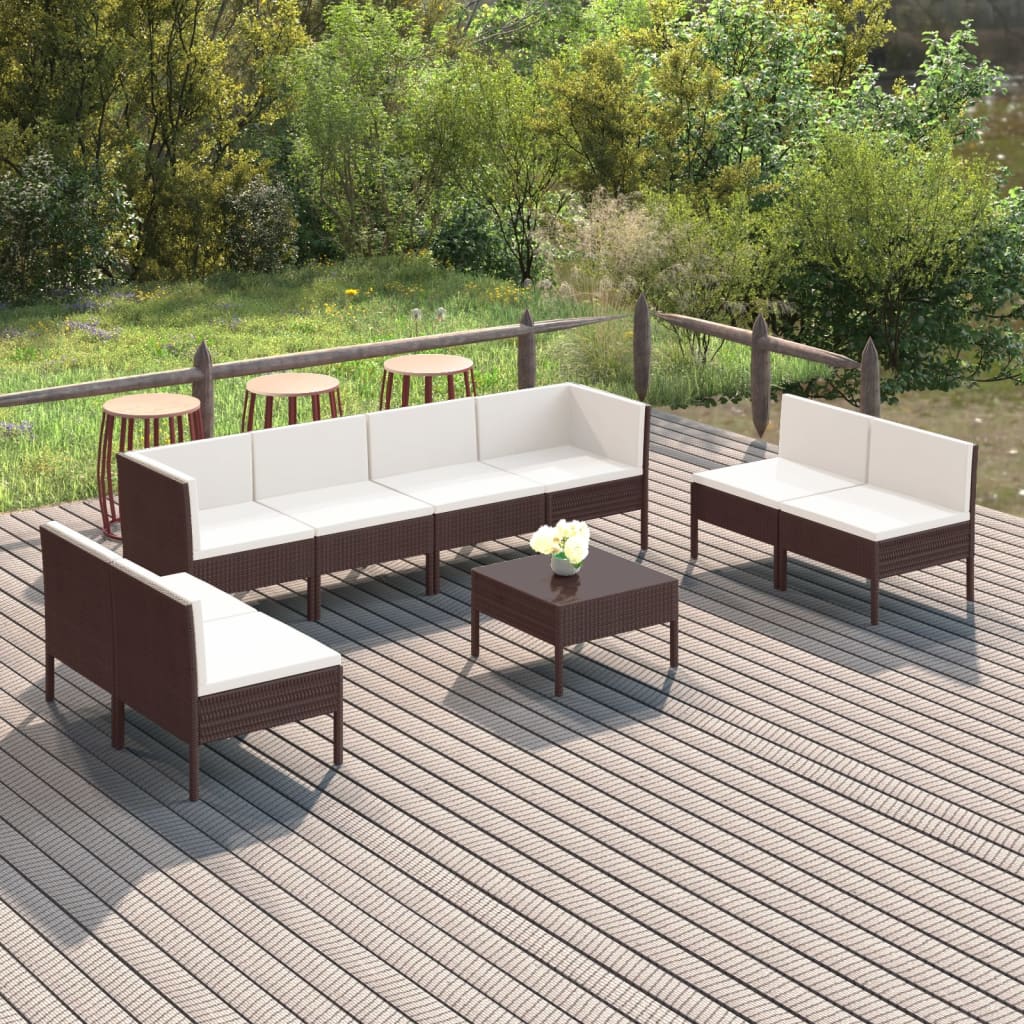 6-Tlg. Garten-Lounge-Set Mit Auflagen Poly Rattan Braun