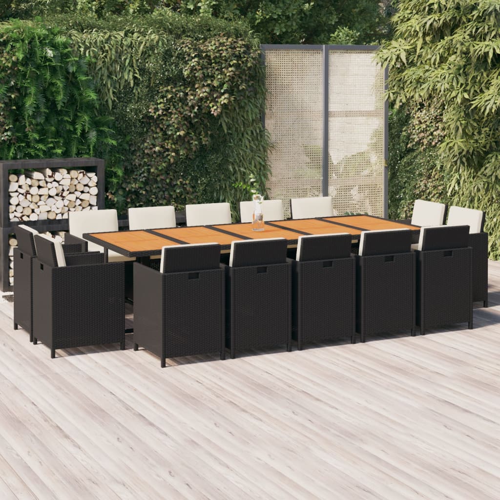 15-Tlg. Garten-Essgruppe Mit Kissen Poly Rattan Beige