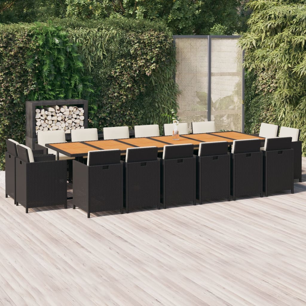 17-Tlg. Garten-Essgruppe Mit Kissen Poly Rattan Braun