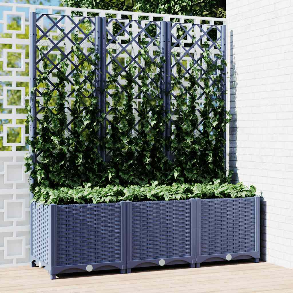 Garten-Pflanzgefäß Mit Spalier 40 X 40 X 121,5 Cm Pp Blaugrau