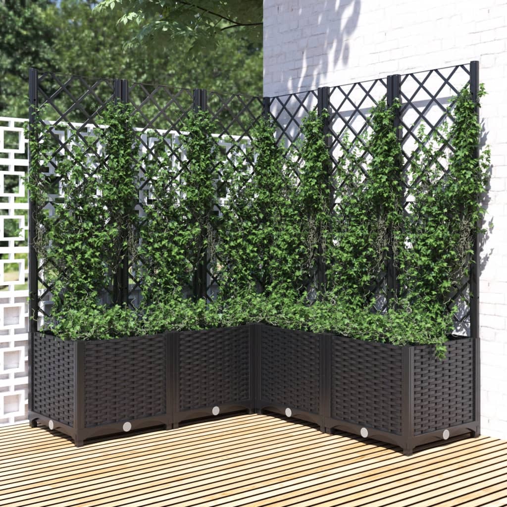 Garten-Pflanzgefäß Mit Spalier 40 X 40 X 121,5 Cm Pp Schwarz