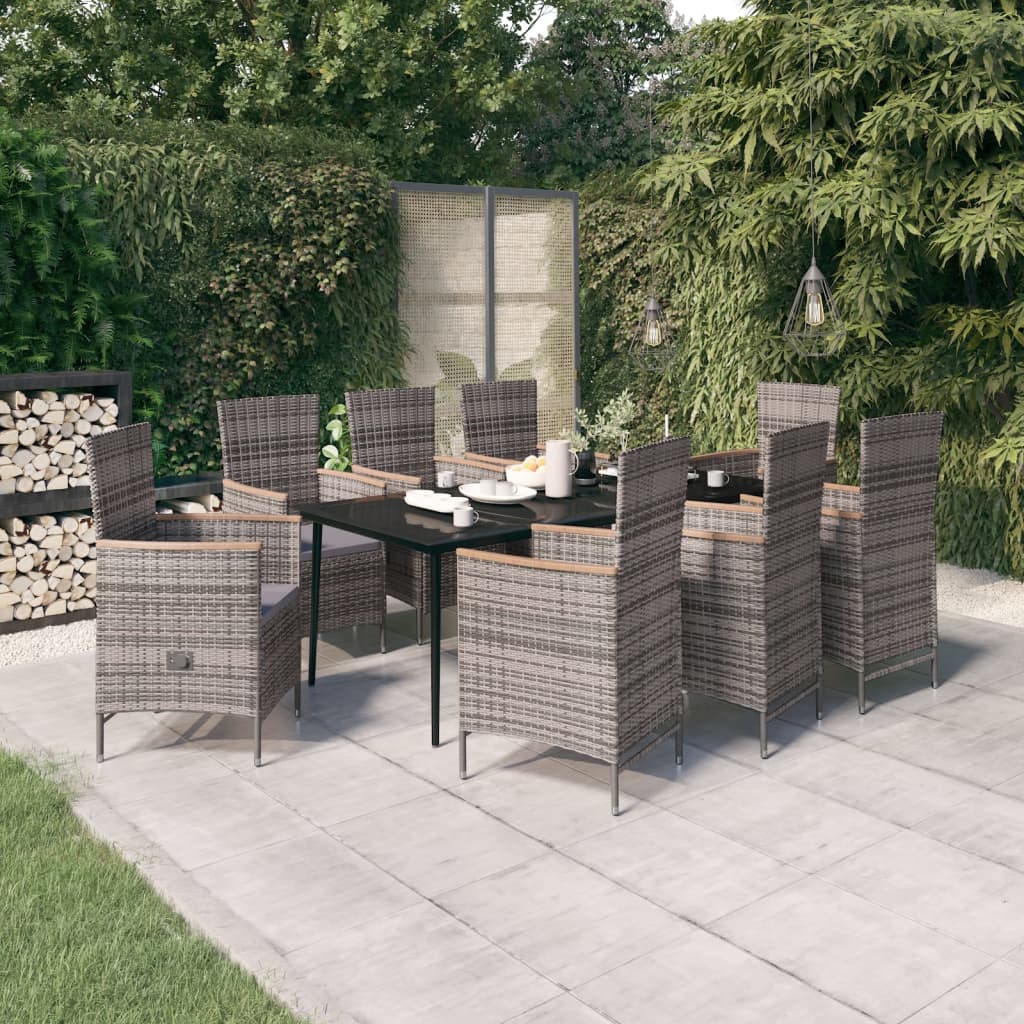 9-Tlg. Garten-Essgruppe Mit Kissen Schwarz