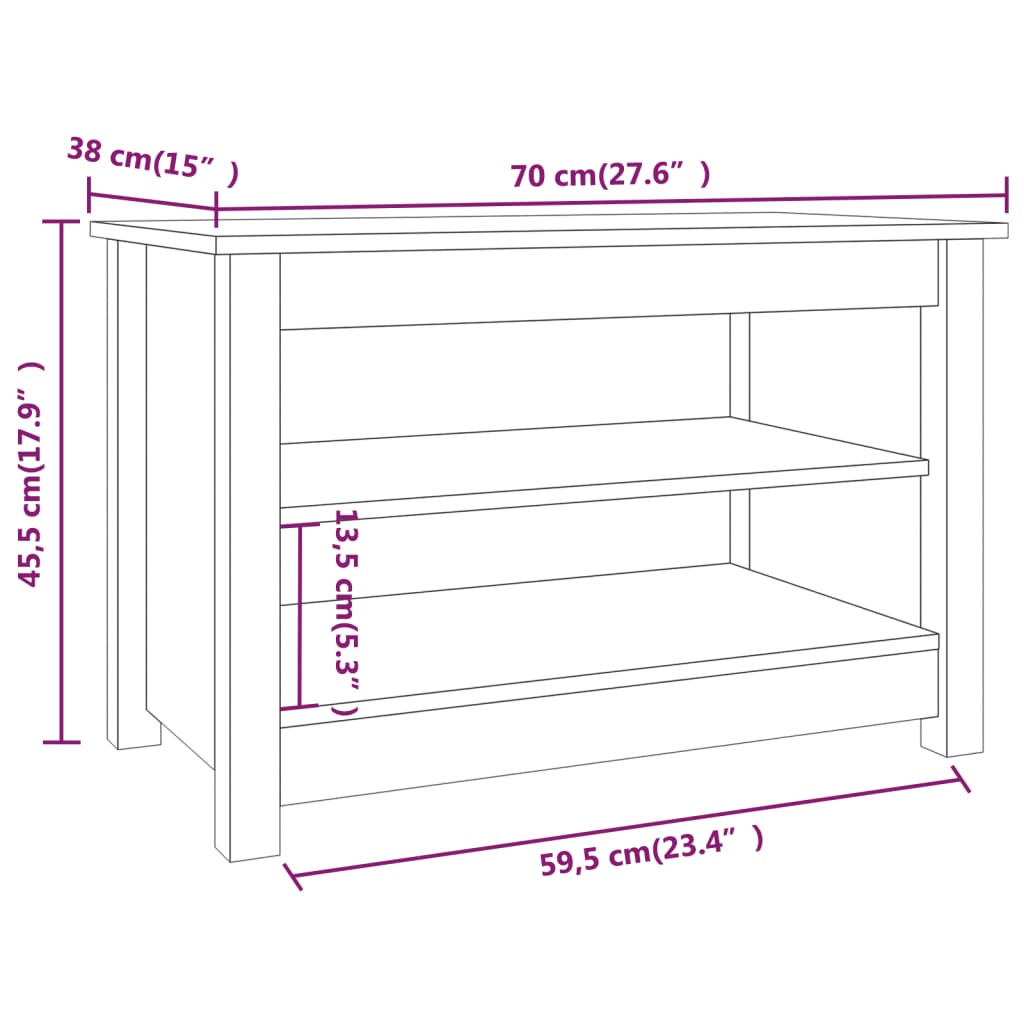 Schuhbank 70X38X45,5 Cm Massivholz Kiefer Honigbraun