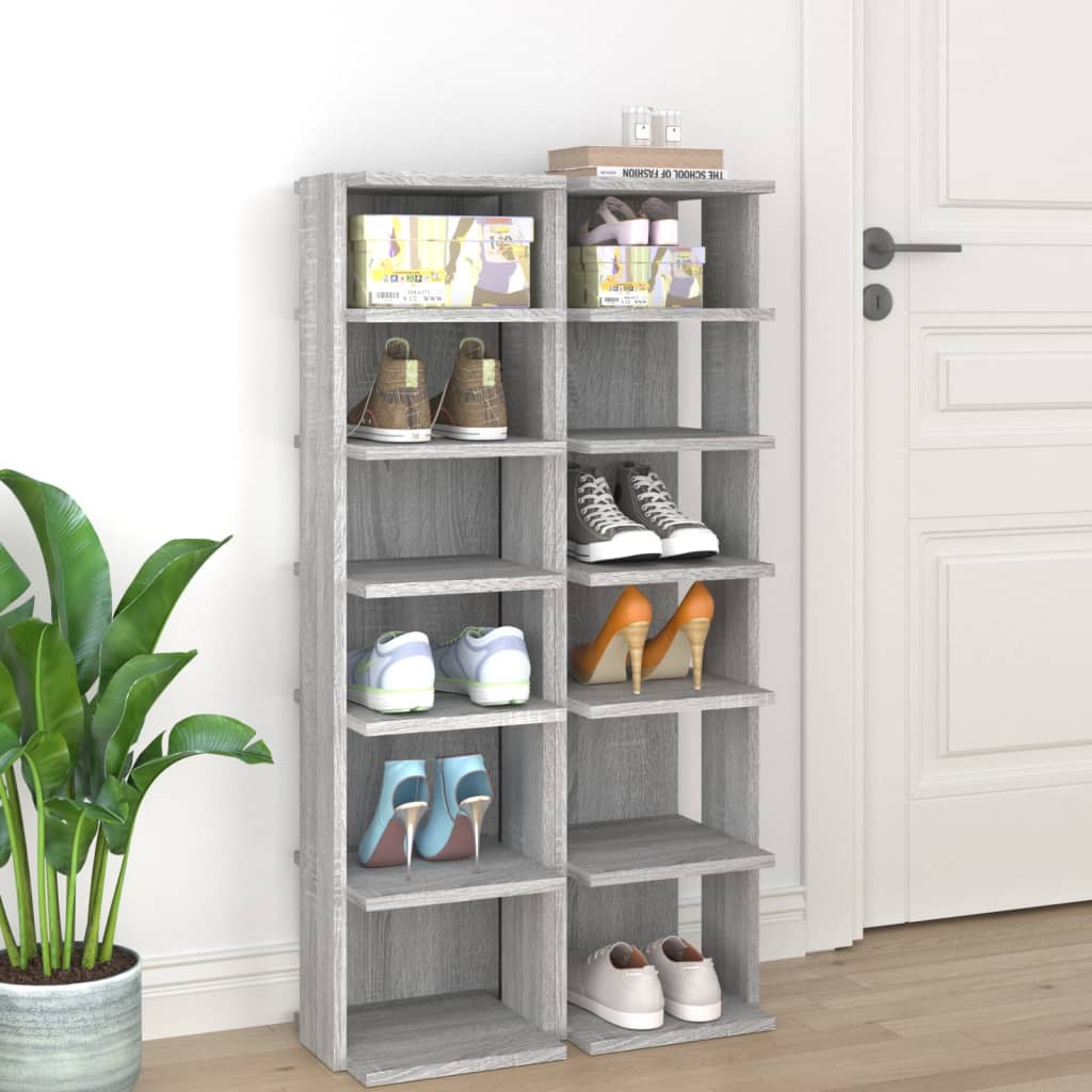 Schuhregal 27,5X27X102 Cm Holzwerkstoff Grau Sonoma