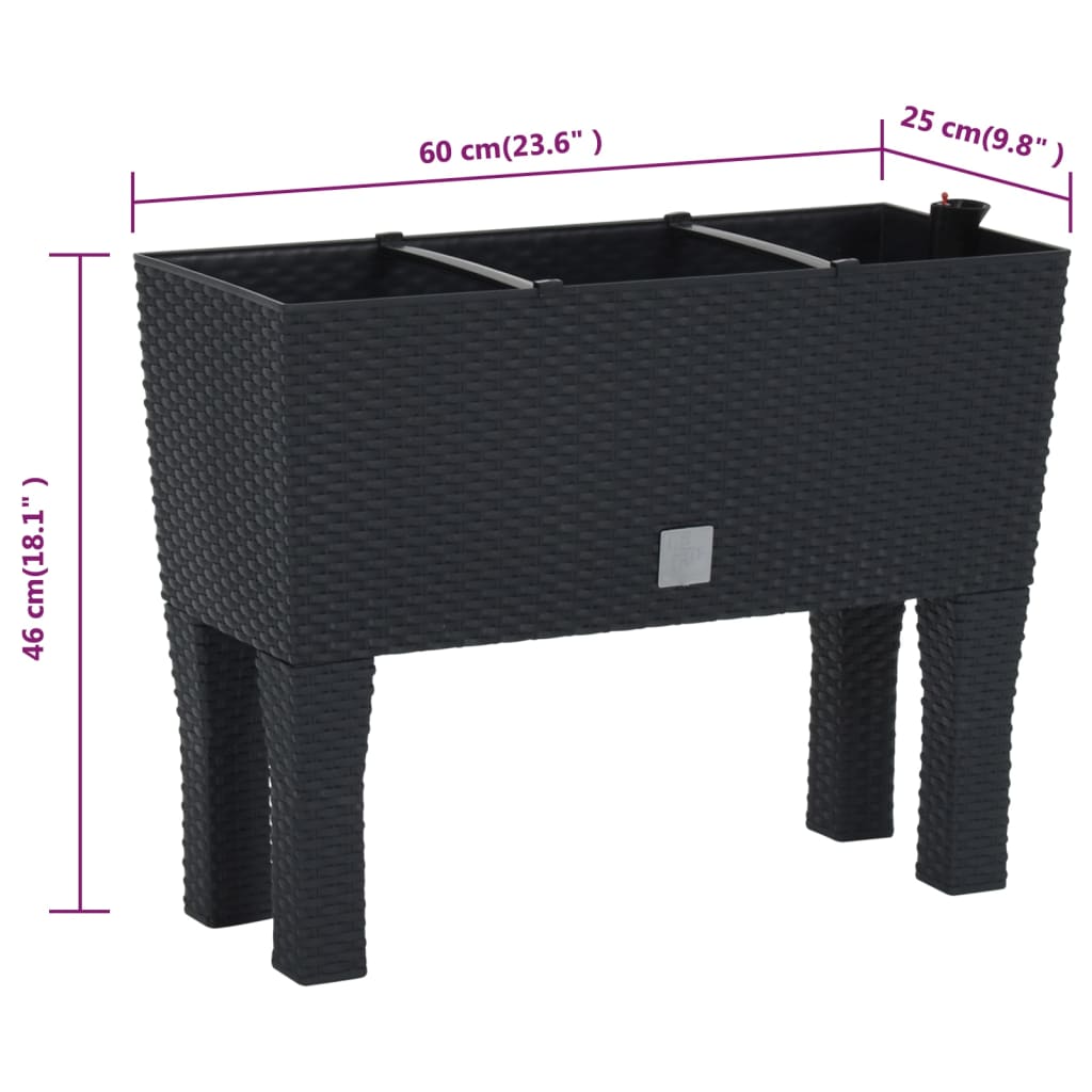 Hochbeet Anthrazit 60X25X46 Cm Pp-Rattan Grau Sonoma