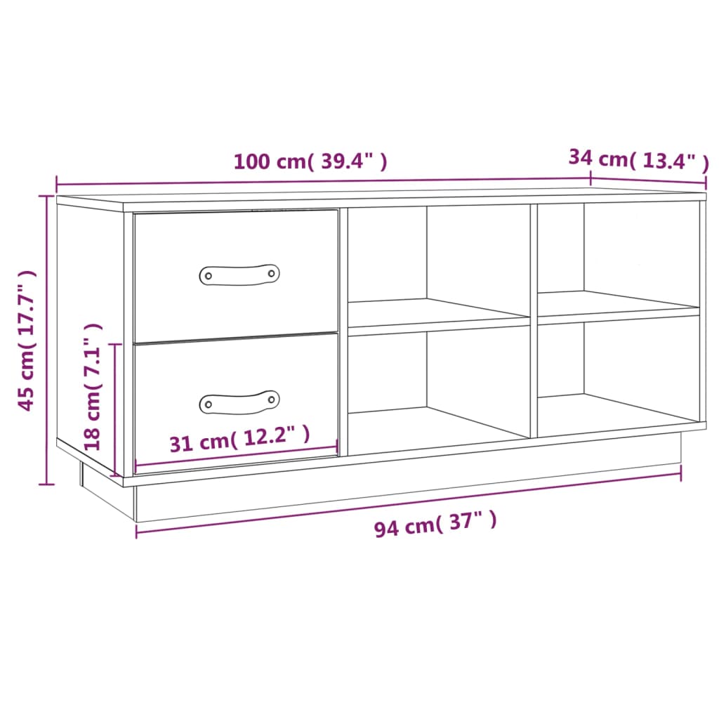 Schuhbank 100X34X45 Cm Massivholz Kiefer Schwarz